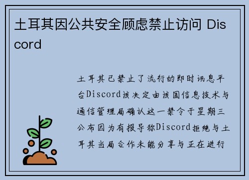 土耳其因公共安全顾虑禁止访问 Discord